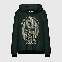 Толстовка-худи мужская Старый рок-н-ролл, цвет: 3D-черный