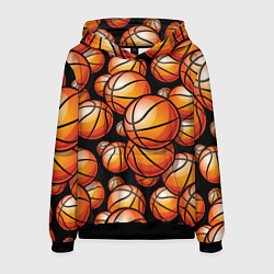 Толстовка-худи мужская Баскетбольные яркие мячи, цвет: 3D-черный