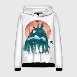 Толстовка-худи мужская Лесной Тоторо, цвет: 3D-черный