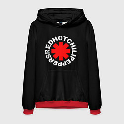 Толстовка-худи мужская Red Hot chili peppers logo on black, цвет: 3D-красный