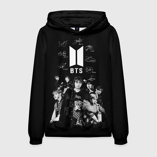 Мужская толстовка BTS плакат с автографами / 3D-Черный – фото 1