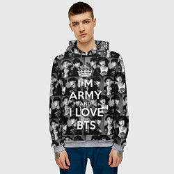 Толстовка-худи мужская I am army and I lover BTS, цвет: 3D-меланж — фото 2