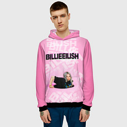 Толстовка-худи мужская Billie Eilish: Pink Mood, цвет: 3D-черный — фото 2