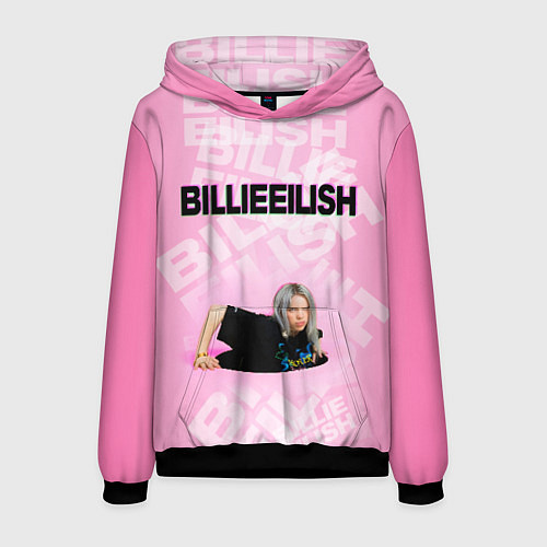 Мужская толстовка Billie Eilish: Pink Mood / 3D-Черный – фото 1