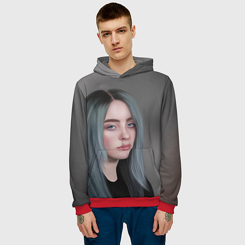 Мужская толстовка Billie Eilish: Ocean Eyes / 3D-Красный – фото 3