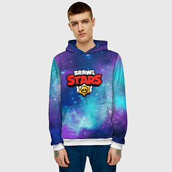 Толстовка-худи мужская BRAWL STARS лого в космосе, цвет: 3D-белый — фото 2