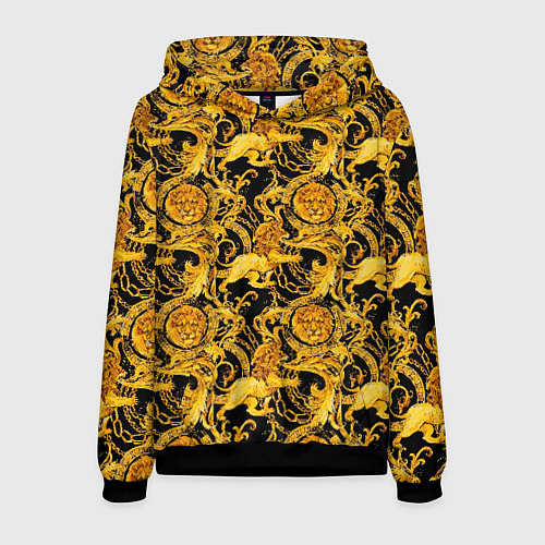 Мужская толстовка Львы золотые узоры / 3D-Черный – фото 1