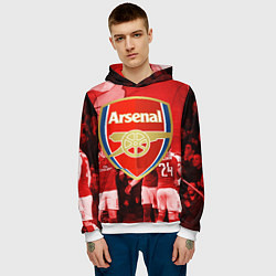 Толстовка-худи мужская Arsenal, цвет: 3D-белый — фото 2