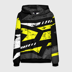 Толстовка-худи мужская Black yellow abstract sport style, цвет: 3D-черный