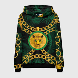 Толстовка-худи мужская Золотой леопард и цепь, цвет: 3D-черный