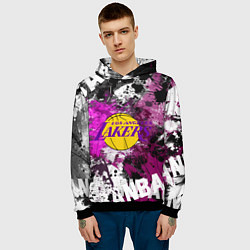 Толстовка-худи мужская Лос-Анджелес Лейкерс, Los Angeles Lakers, цвет: 3D-черный — фото 2