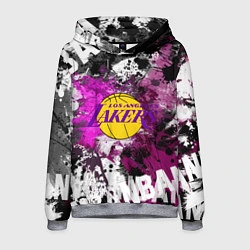 Толстовка-худи мужская Лос-Анджелес Лейкерс, Los Angeles Lakers, цвет: 3D-меланж