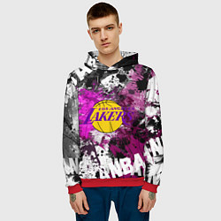 Толстовка-худи мужская Лос-Анджелес Лейкерс, Los Angeles Lakers, цвет: 3D-красный — фото 2