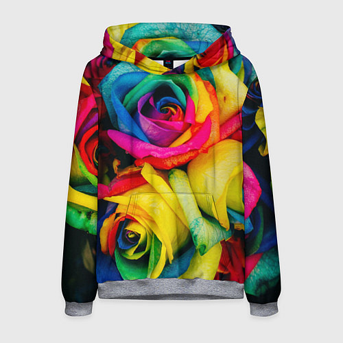 Мужская толстовка Разноцветные розы / 3D-Меланж – фото 1