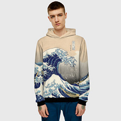 Толстовка-худи мужская Kanagawa Wave Art, цвет: 3D-черный — фото 2