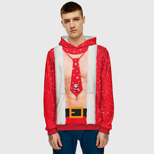 Мужская толстовка Рождественский костюм с голым торсом / 3D-Красный – фото 3