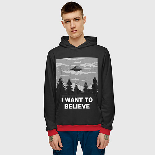 Мужская толстовка I want to believe / 3D-Красный – фото 3