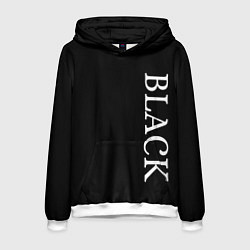 Толстовка-худи мужская Чёрная футболка с текстом, цвет: 3D-белый