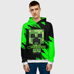 Толстовка-худи мужская MINECRAFT CREEPER, цвет: 3D-белый — фото 2
