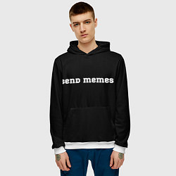 Толстовка-худи мужская Send Memes, цвет: 3D-белый — фото 2