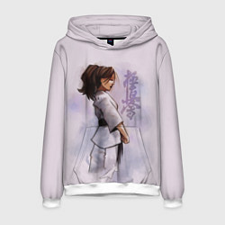 Толстовка-худи мужская Кёкусинкай девушка, цвет: 3D-белый