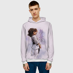 Толстовка-худи мужская Кёкусинкай девушка, цвет: 3D-белый — фото 2