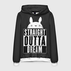 Толстовка-худи мужская Тоторо Straight outta dream, цвет: 3D-белый