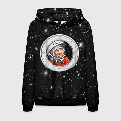Мужская толстовка Юрий Гагарин звездное небо / 3D-Черный – фото 1