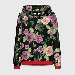 Толстовка-худи мужская Кусты роз, цвет: 3D-красный