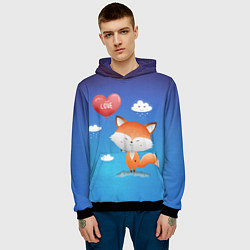 Толстовка-худи мужская Милый лисенок, цвет: 3D-черный — фото 2