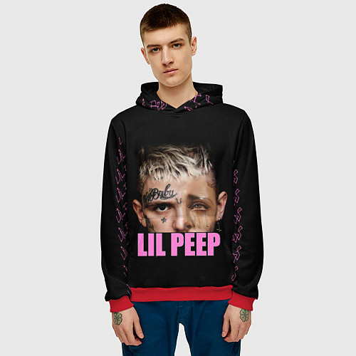 Мужская толстовка Lil Peep / 3D-Красный – фото 3