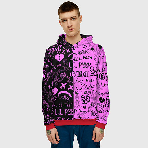 Мужская толстовка LIL PEEP LOGOBOMBING / 3D-Красный – фото 3