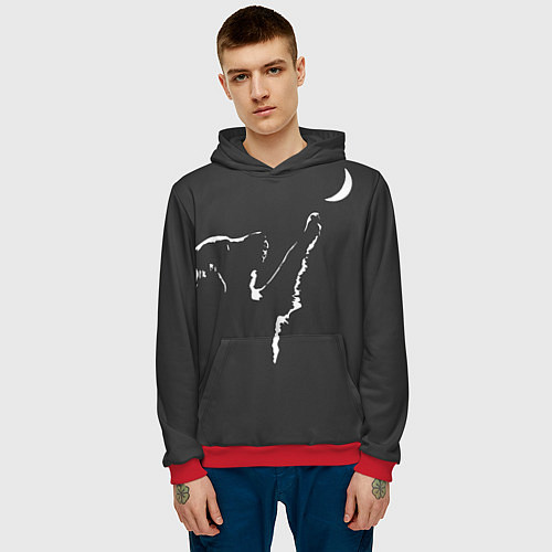 Мужская толстовка Лунопёс / 3D-Красный – фото 3