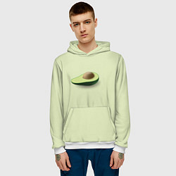 Толстовка-худи мужская Авокадо, цвет: 3D-белый — фото 2
