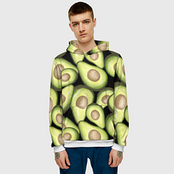 Толстовка-худи мужская Avocado background, цвет: 3D-белый — фото 2