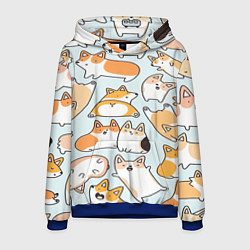 Толстовка-худи мужская Корги, цвет: 3D-синий