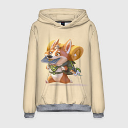 Толстовка-худи мужская КОРГИ ПУТЕШЕСТВЕННИК, цвет: 3D-меланж