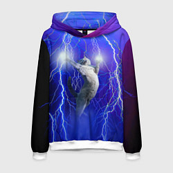 Толстовка-худи мужская Грозовой кошак, цвет: 3D-белый