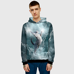Толстовка-худи мужская Грозовой кошак, цвет: 3D-черный — фото 2