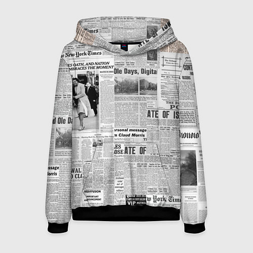 Мужская толстовка Газета Newspaper / 3D-Черный – фото 1