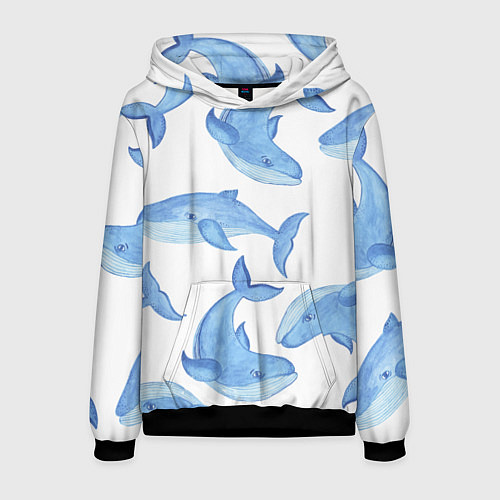 Мужская толстовка Косяк китов / 3D-Черный – фото 1