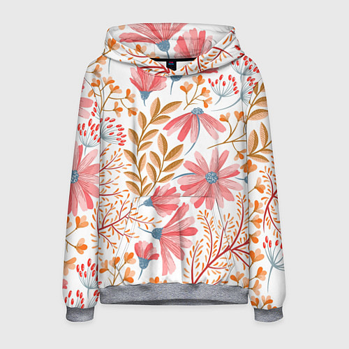 Мужская толстовка Цветы / 3D-Меланж – фото 1
