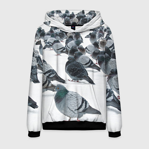 Мужская толстовка Голуби / 3D-Черный – фото 1