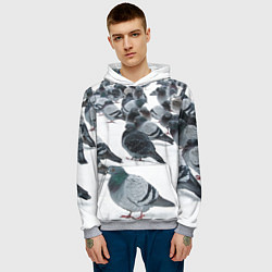 Толстовка-худи мужская Голуби, цвет: 3D-меланж — фото 2
