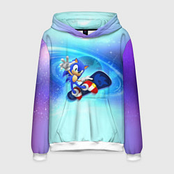 Толстовка-худи мужская Соник, цвет: 3D-белый