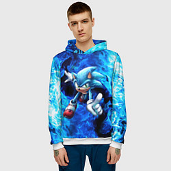Толстовка-худи мужская Blue Sonic, цвет: 3D-белый — фото 2