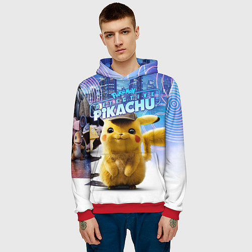 Мужская толстовка Детектив Пикачу / 3D-Красный – фото 3