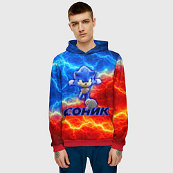 Толстовка-худи мужская СОНИК, цвет: 3D-красный — фото 2