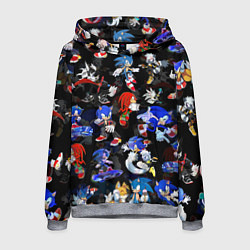 Толстовка-худи мужская Sonic паттерн, цвет: 3D-меланж