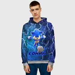 Толстовка-худи мужская SONIC, цвет: 3D-меланж — фото 2